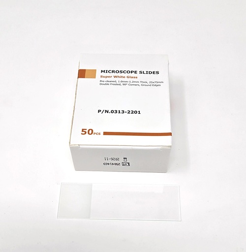 25 x 75 mm Microscope Slides (Super Clear White Glass), Pack of 50